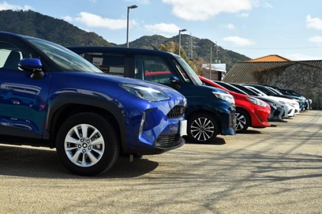 販売店に並ぶ自動車