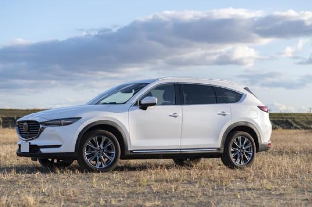 夕暮れ時に佇む白のSUV