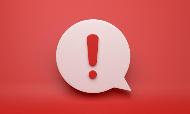 吹き出しの中に書かれたエクスクラメーションマーク