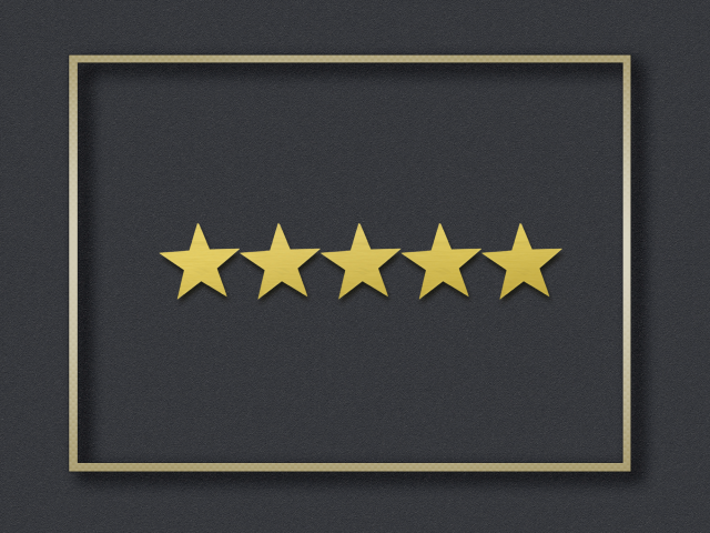 黒の背景に5つ星と金色のフレーム